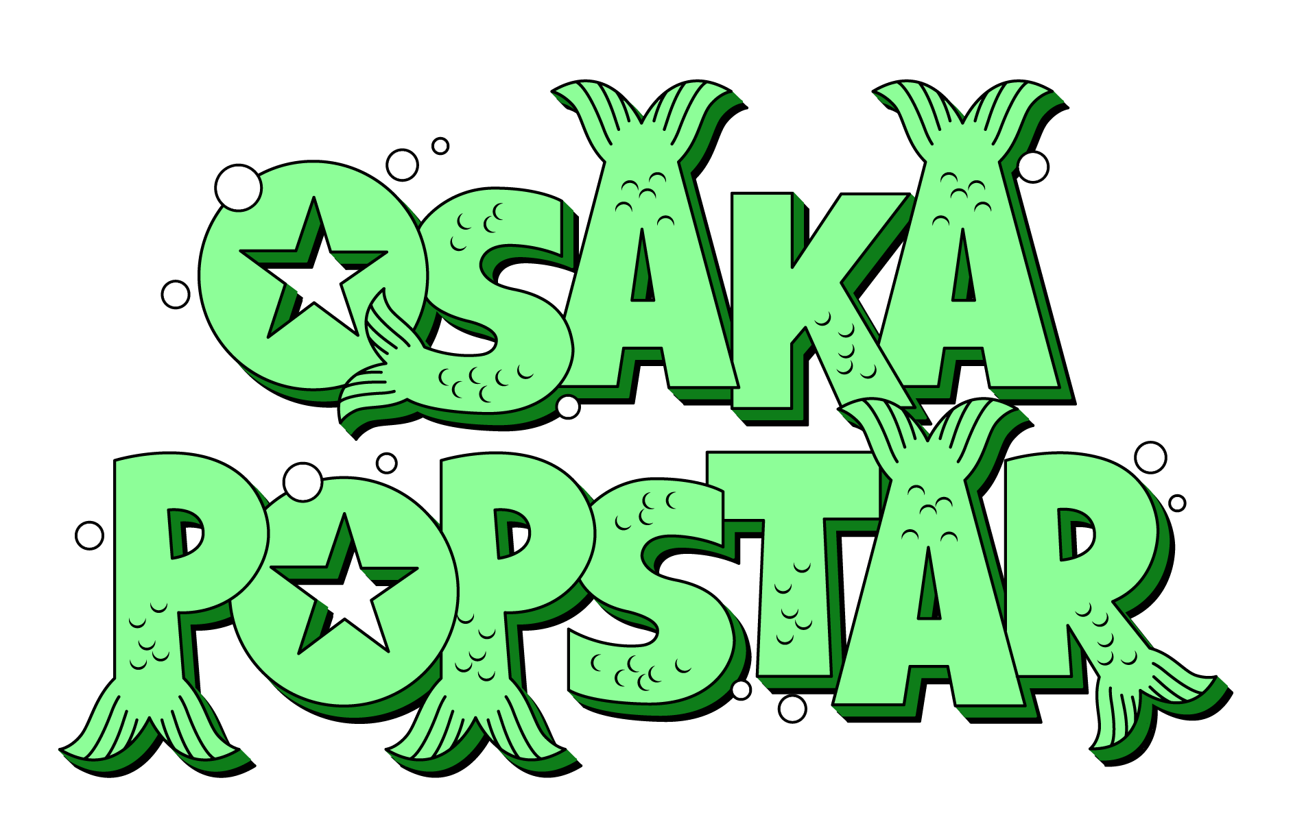 Osaka Popstar Fishy Logo illustrated by Stephen Blickenstaff. © 2018 Caf Muzeck, LLC. All Rights Reserved
